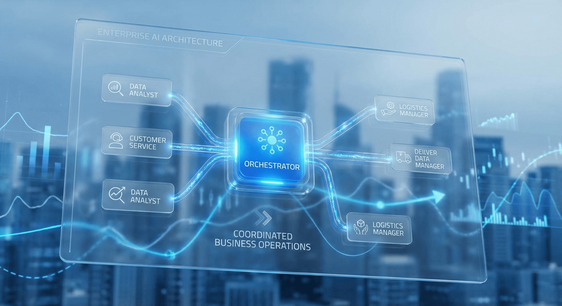 AI C-Suite workflow diagram showing how specialized sub-agents coordinate business decisions through structured debate and synthesis