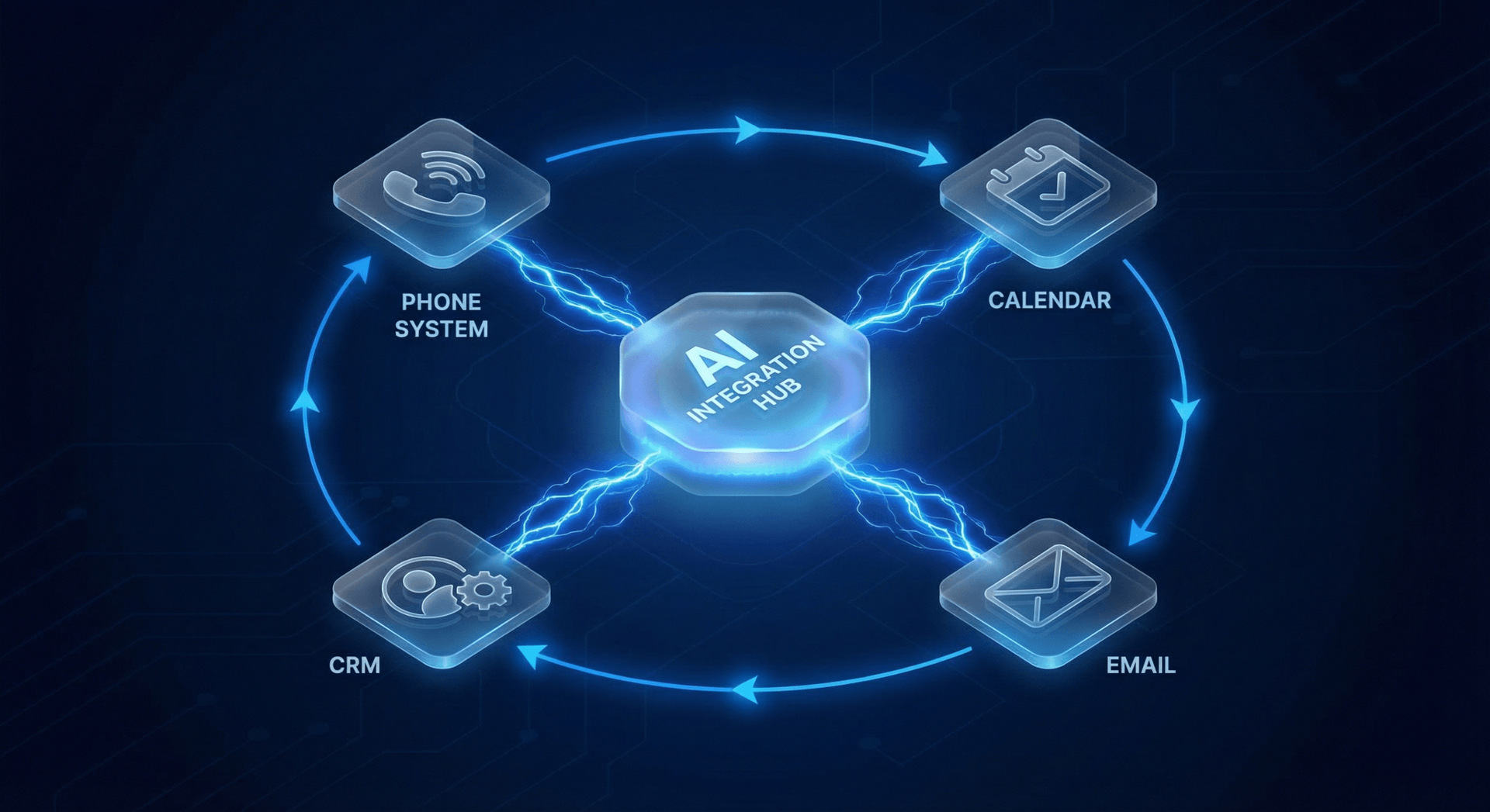 AI Employee integration with business systems including CRM, email, analytics, and scheduling platforms for seamless overnight processing