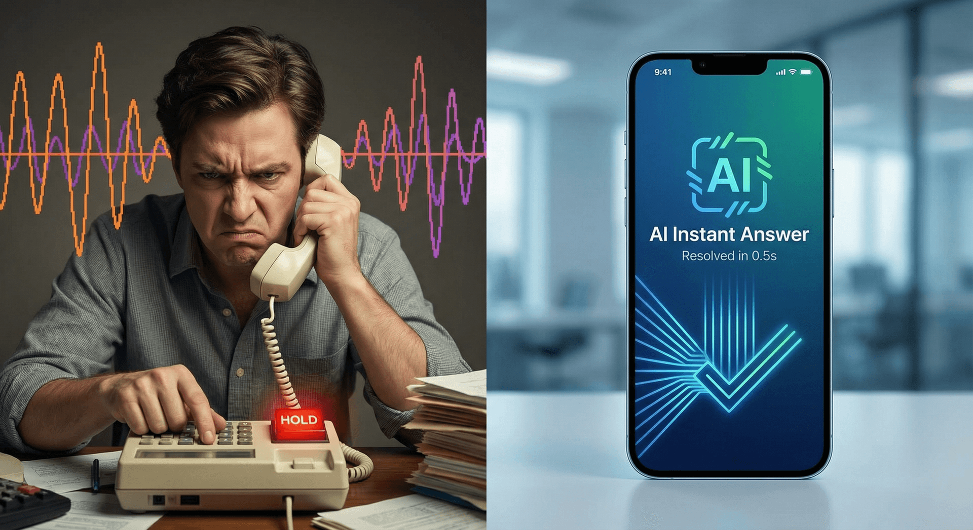 AI Employee handling multiple customer service calls simultaneously with real-time transcription and intelligent routing