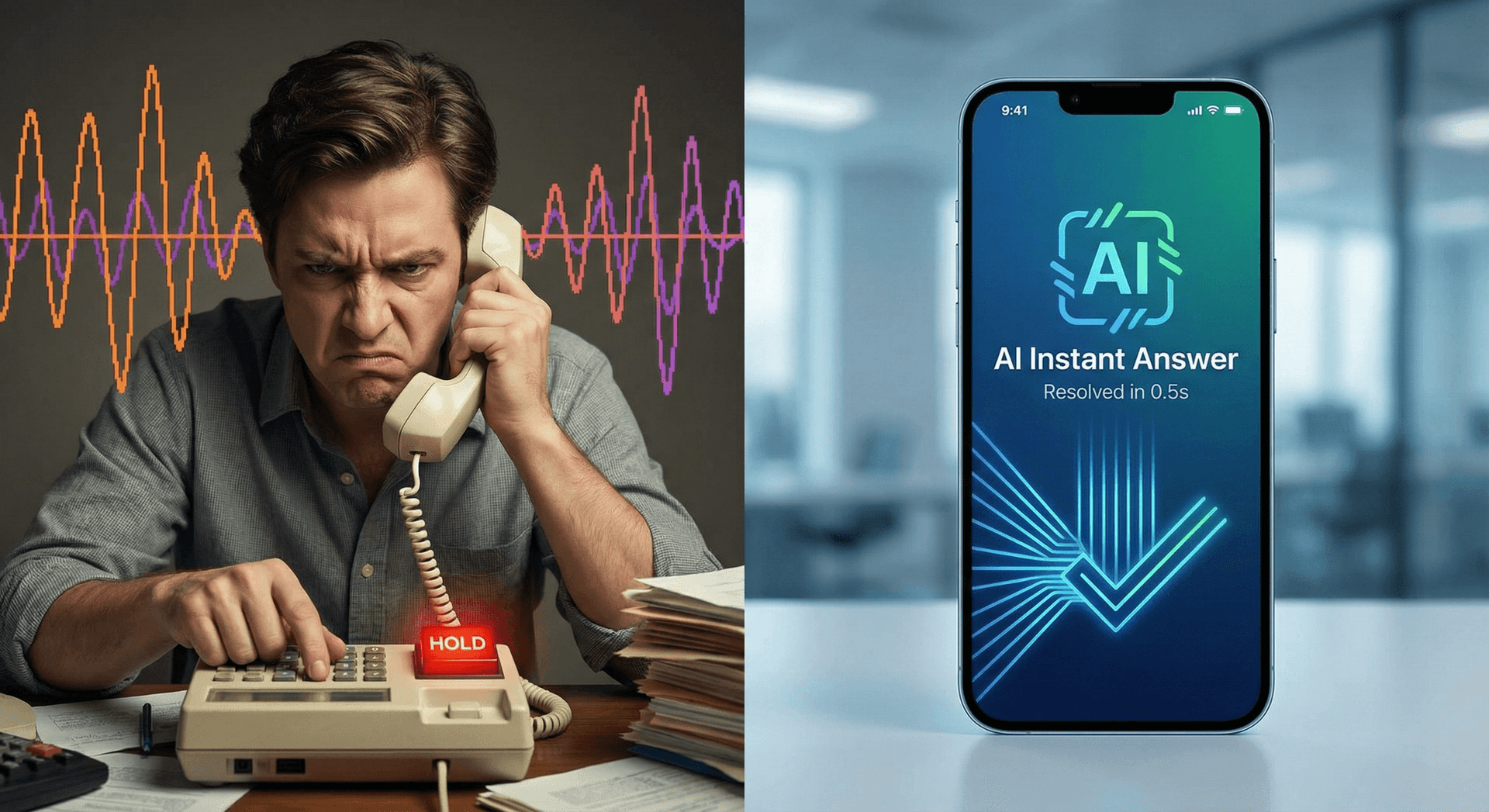 AI Employee handling multiple customer service calls simultaneously with real-time transcription and intelligent routing