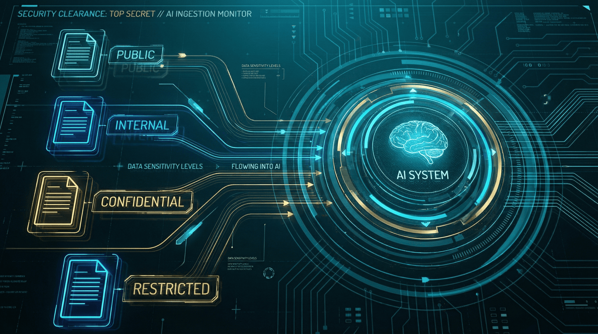Role-based access control matrix for AI Employee systems showing permissions by role, system, and data classification level