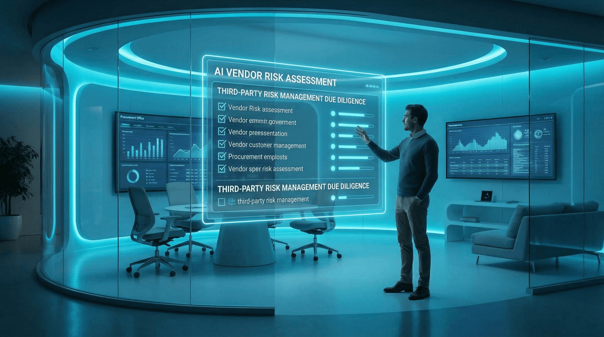 AI vendor assessment scorecard showing security certifications, data handling practices, and compliance ratings for third-party AI providers