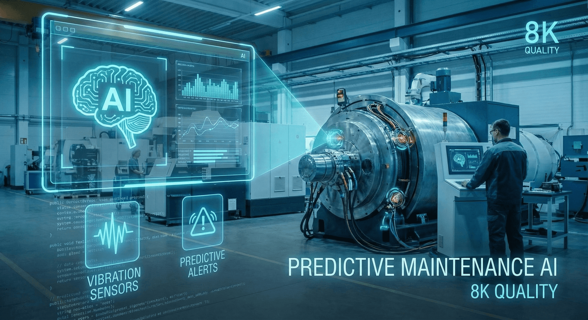 Manufacturing ERP system dashboard showing AI Employee integration with real-time quoting, inventory, and production scheduling data for a Northeast Indiana machine shop