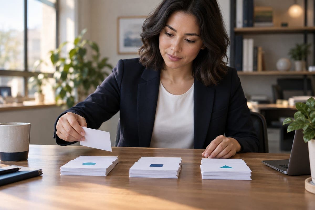 Request cards arranged into three groups