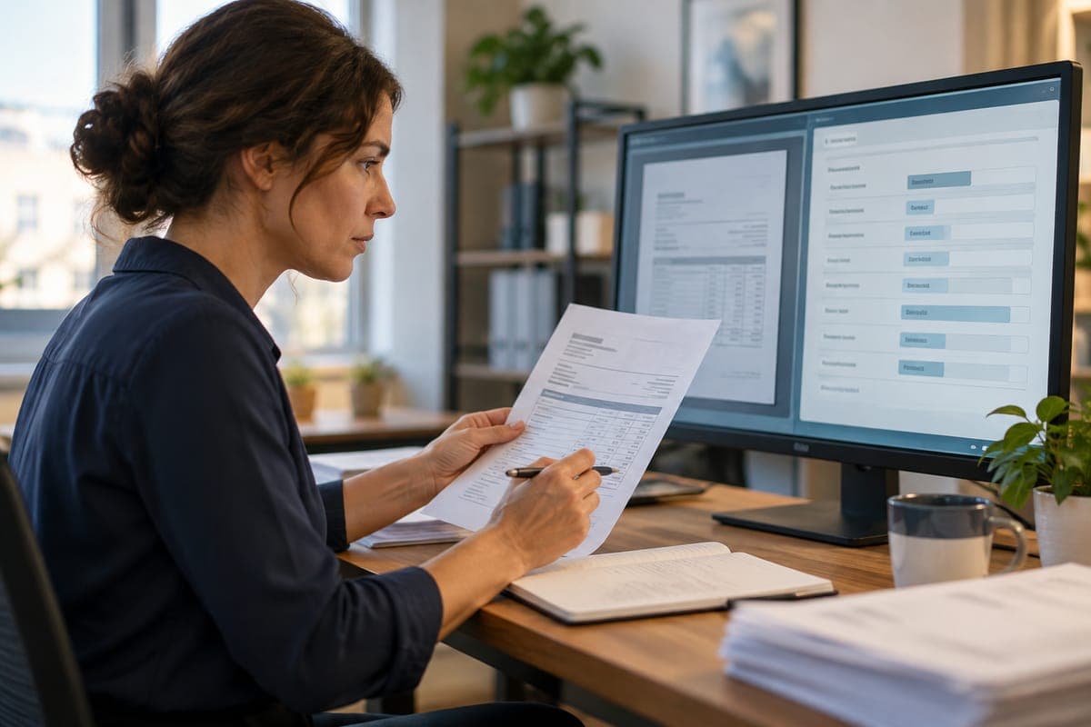 Reviewer comparing source documents and extracted fields