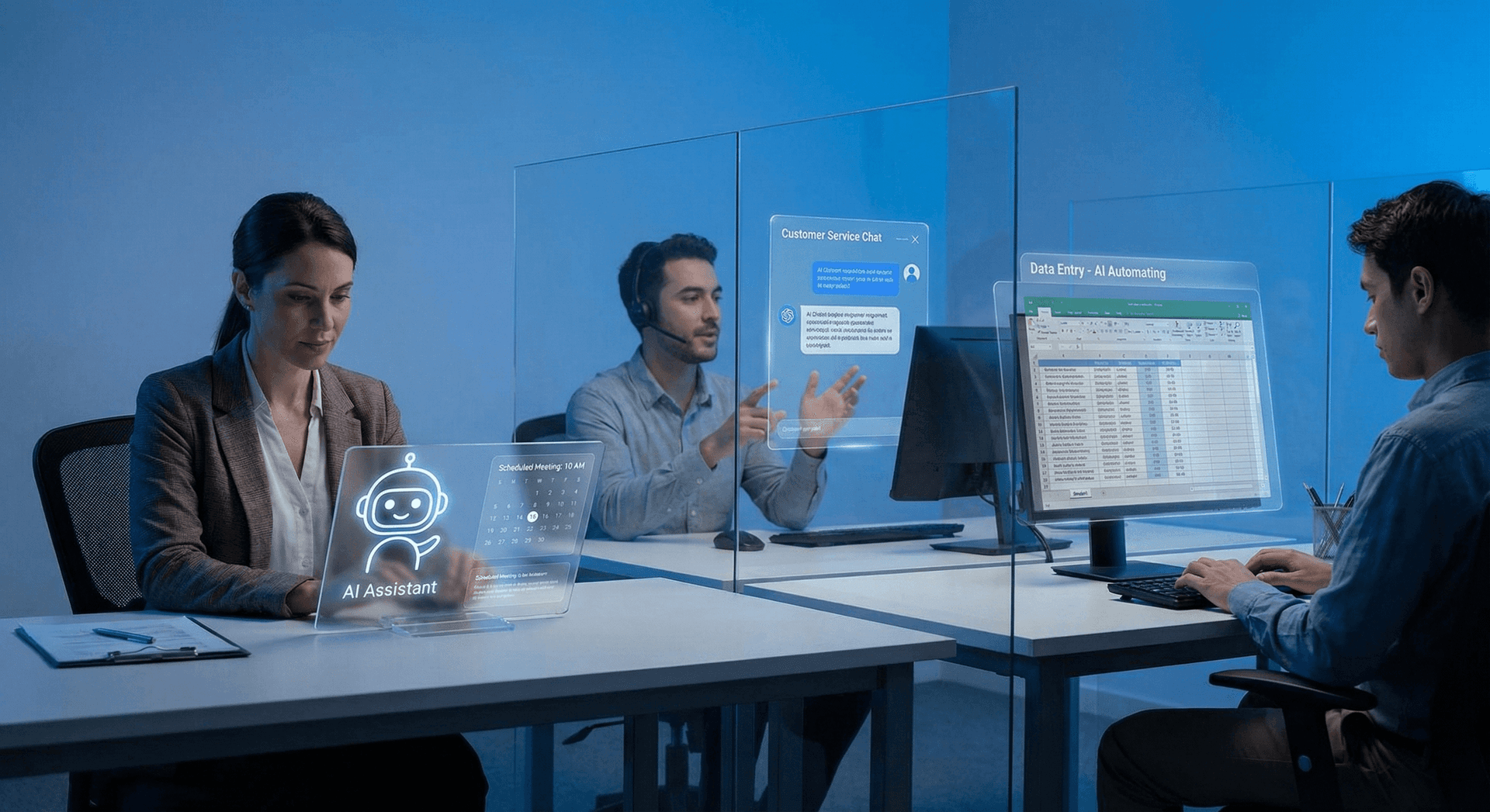 Business use case comparison showing where chatbots fall short on phone calls, appointment booking, and lead follow-up versus AI Employee strengths across every channel