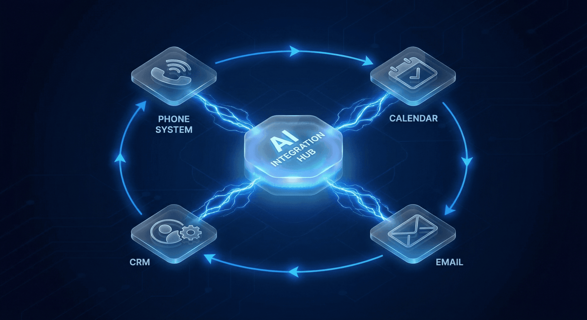 AI Employee integration with business systems including CRM, email, analytics, and scheduling platforms for seamless overnight processing