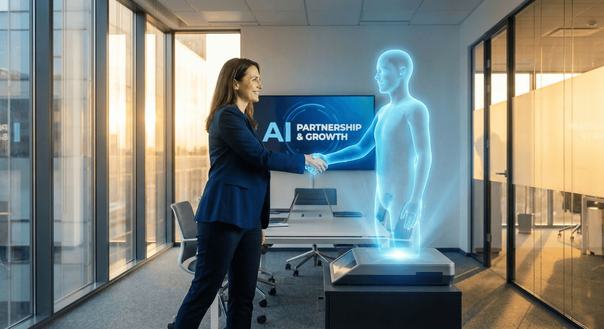 Human-AI partnership model showing how AI Employees and human teams work together