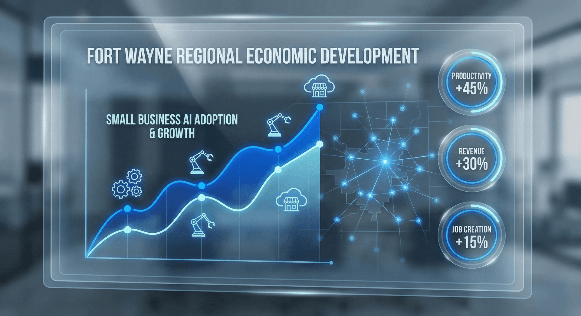 Fort Wayne business automation adoption statistics and chart showing growth in AI and process automation across Allen County industries in 2026
