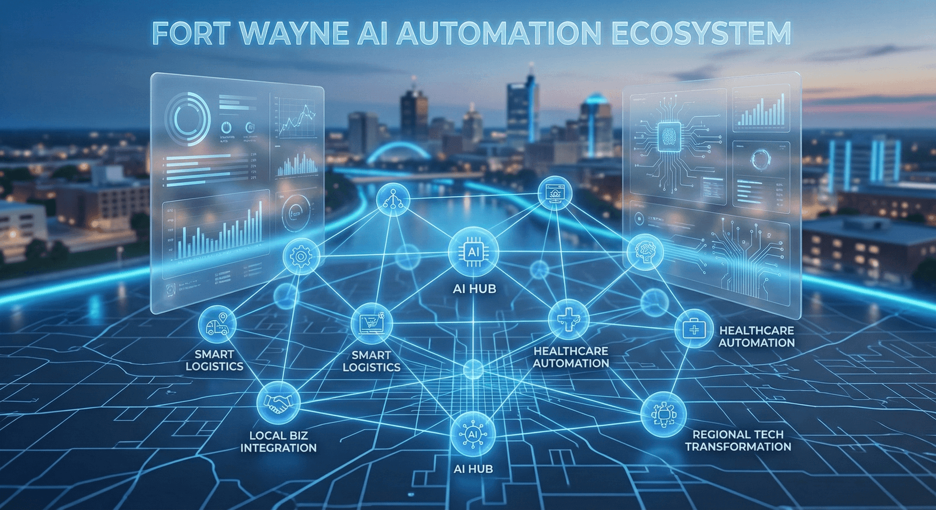 Fort Wayne AI and automation business ecosystem overview showing interconnected local industries benefiting from intelligent process automation