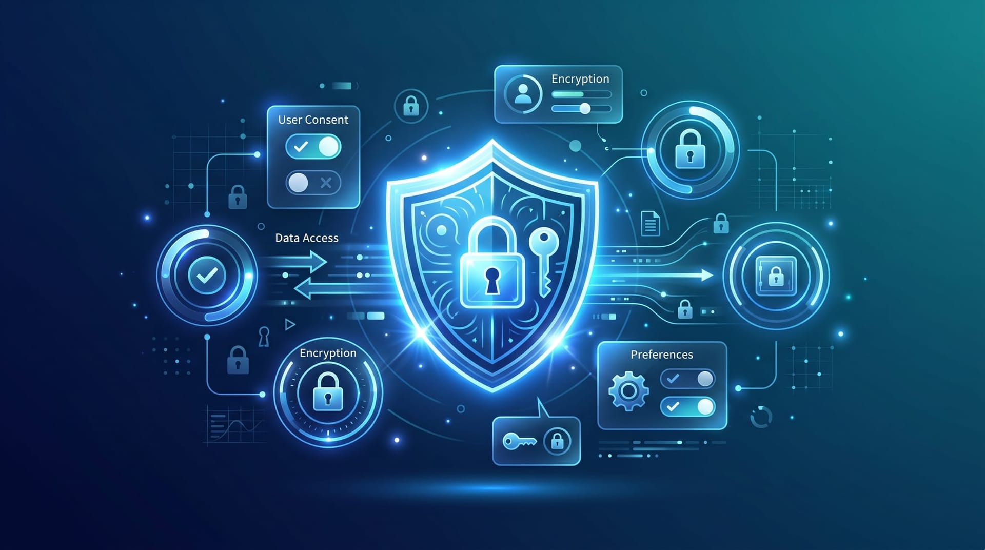 Privacy-led user consent interface design for regulated AI-powered professional services showing trust and transparency elements