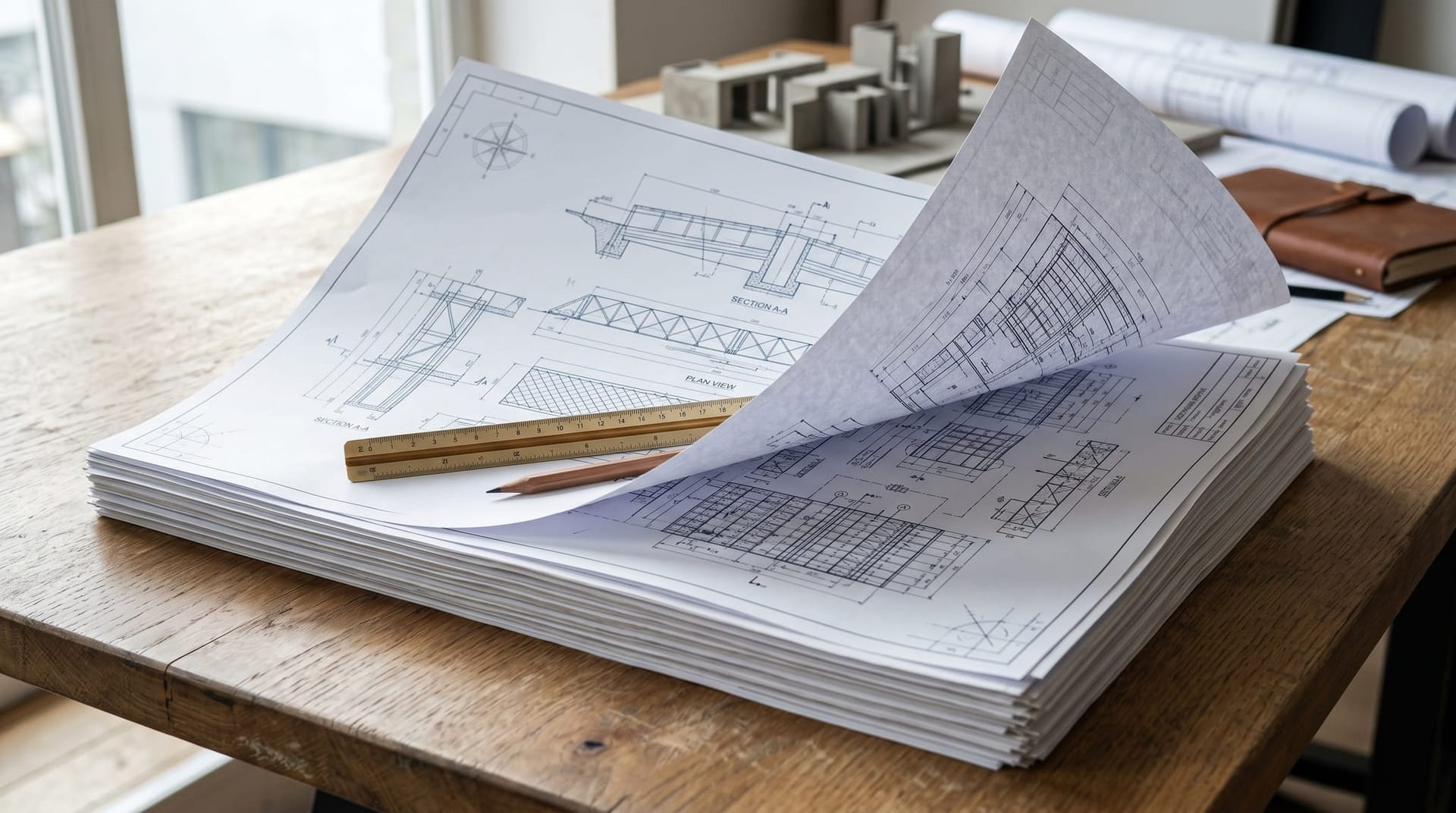 Stacked architectural blueprints showing successive layers being separated and labeled, representing the broader AI infrastructure shift toward agent-first system design.