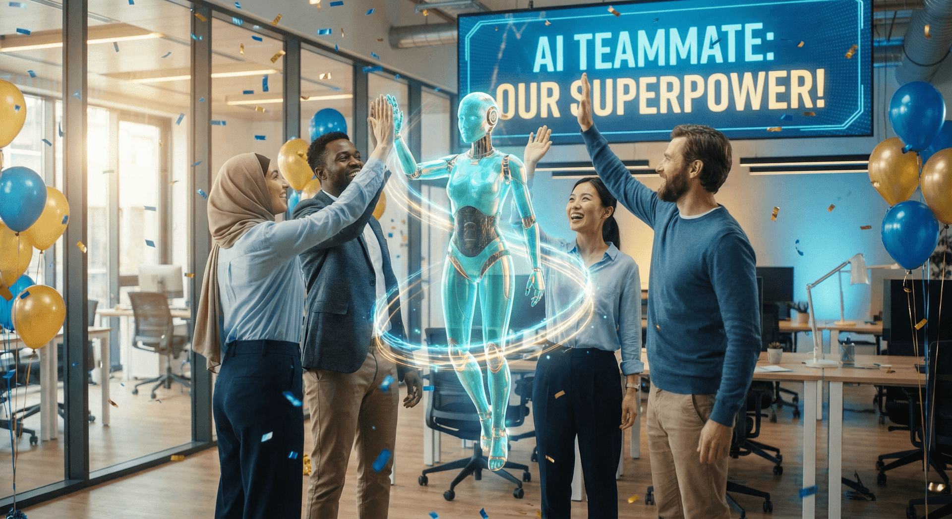 A graph showing team trust in AI increasing over a four-week rollout period, with trust milestones marked at each weekly phase