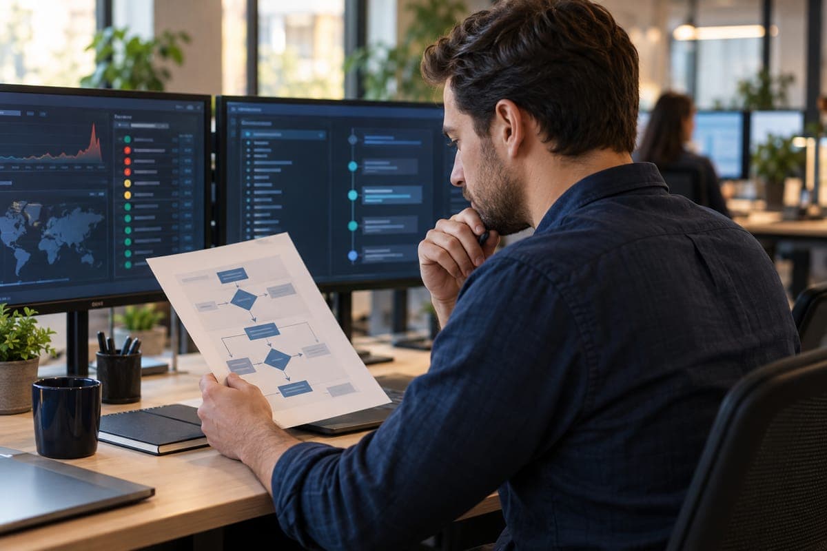 Backup operator reviewing an incident runbook