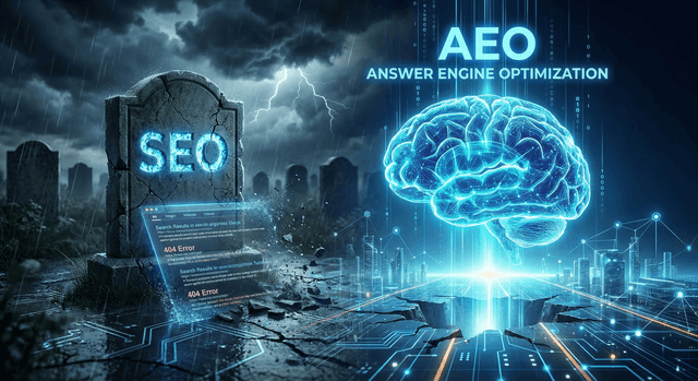 SEO declining while AEO rises — AI answers replacing traditional search results