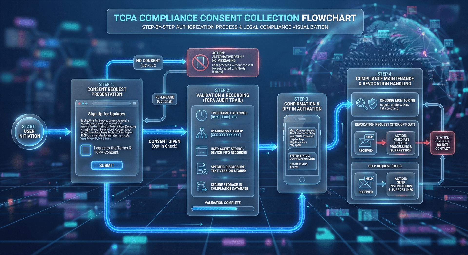 Consent collection flowchart for TCPA-compliant AI phone call authorization