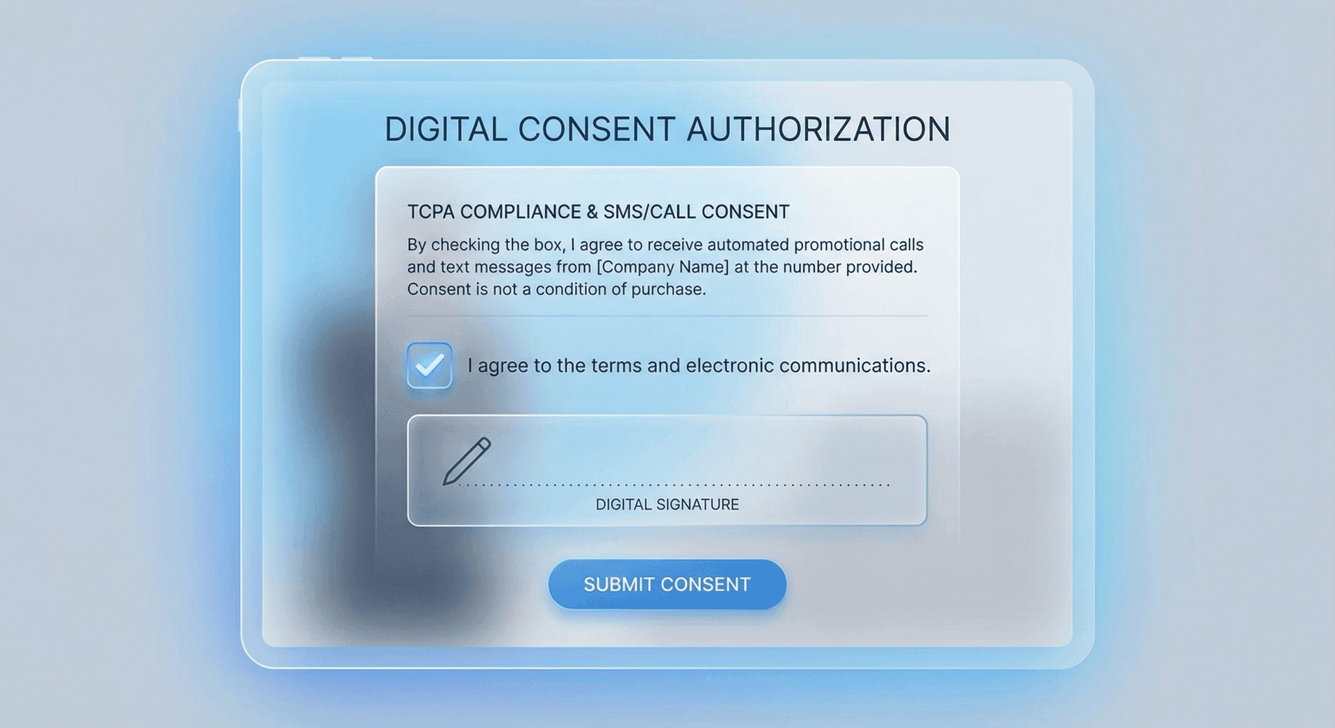 Digital consent form interface for AI calling authorization with proper disclosure