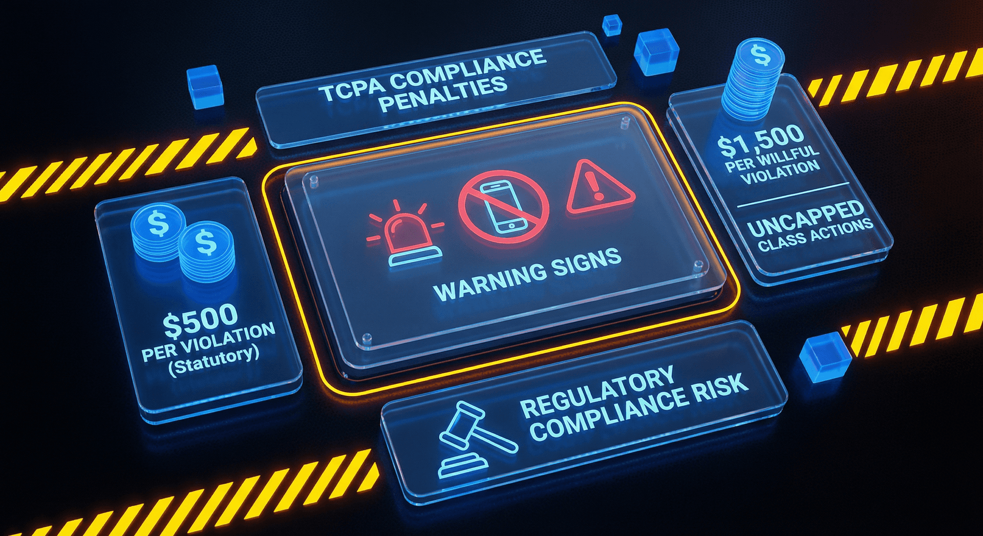 TCPA violation penalties and fines showing escalating severity for non-compliant AI calls