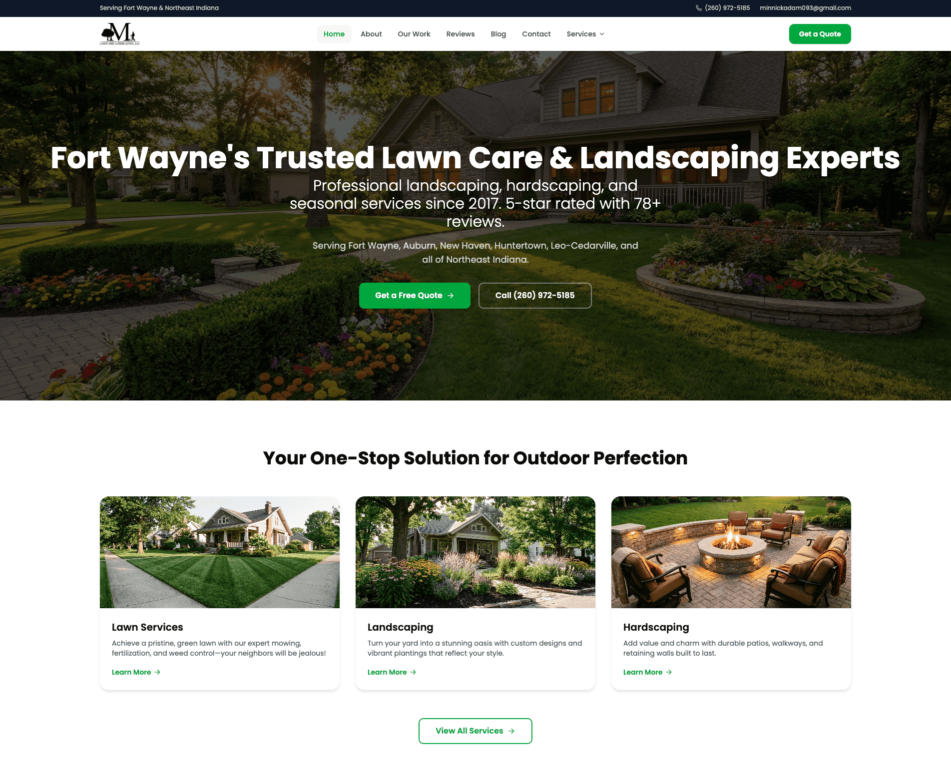 Minnick Lawn Care: Enterprise Website + Custom CMS — Lawn Care & Landscaping case study by Cloud Radix