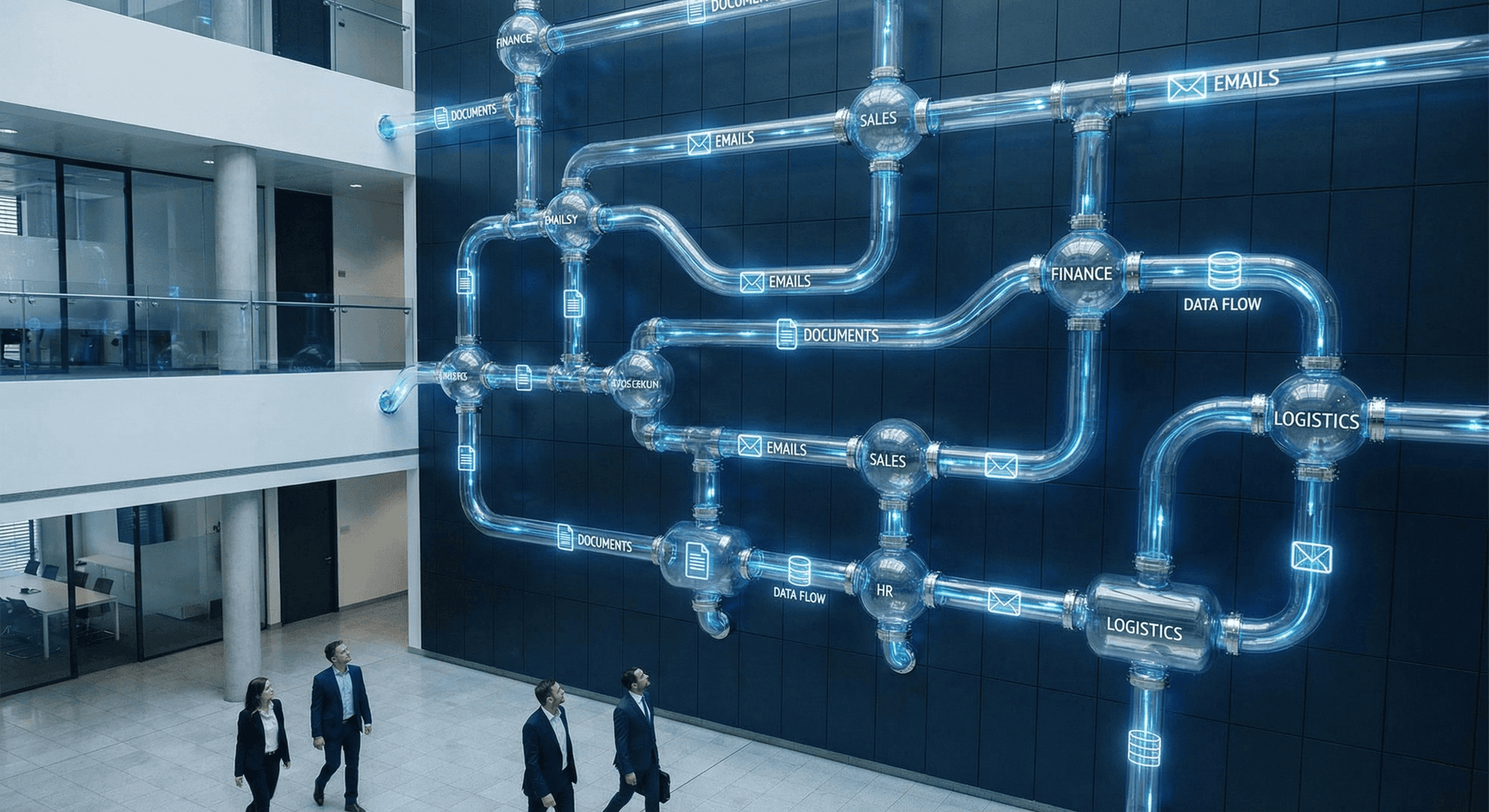 AI workflow automation pipeline for Fort Wayne businesses — connecting sales, emails, documents, finance, logistics, and data flow into one intelligent system