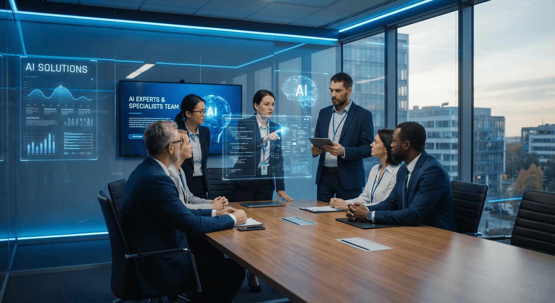Cloud Radix AI consulting team presenting AI solutions and strategy to Fort Wayne business leaders — vendor-neutral recommendations for manufacturing, healthcare, and legal firms