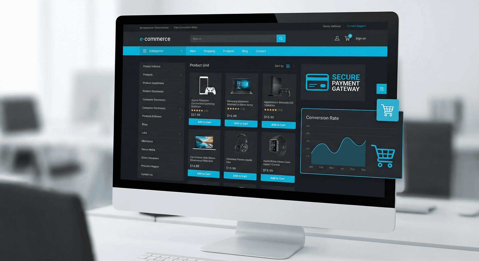 E-commerce web development for Fort Wayne businesses — custom online stores with secure payments and inventory management