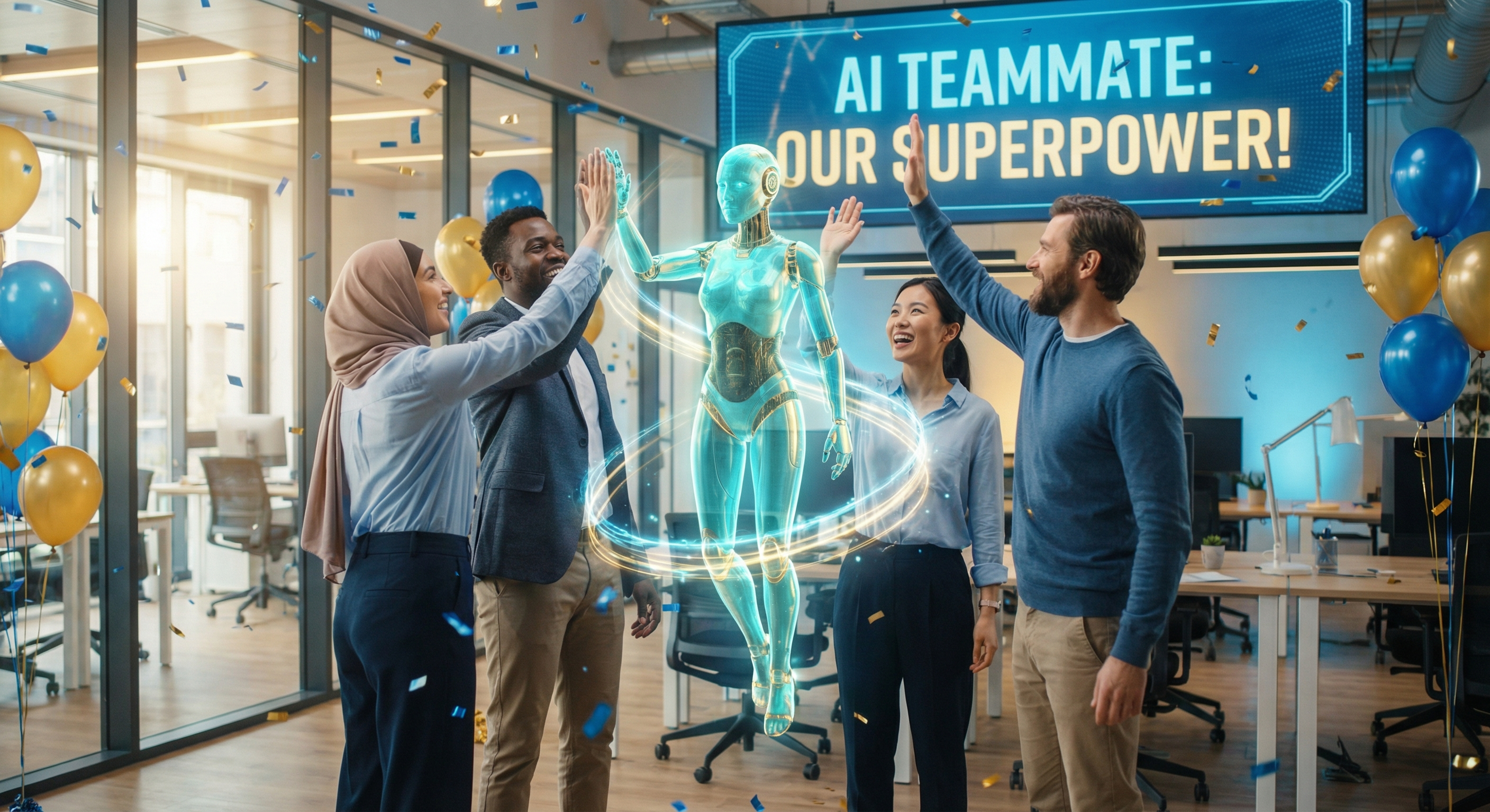 A graph showing team trust in AI increasing over a four-week rollout period, with trust milestones marked at each weekly phase