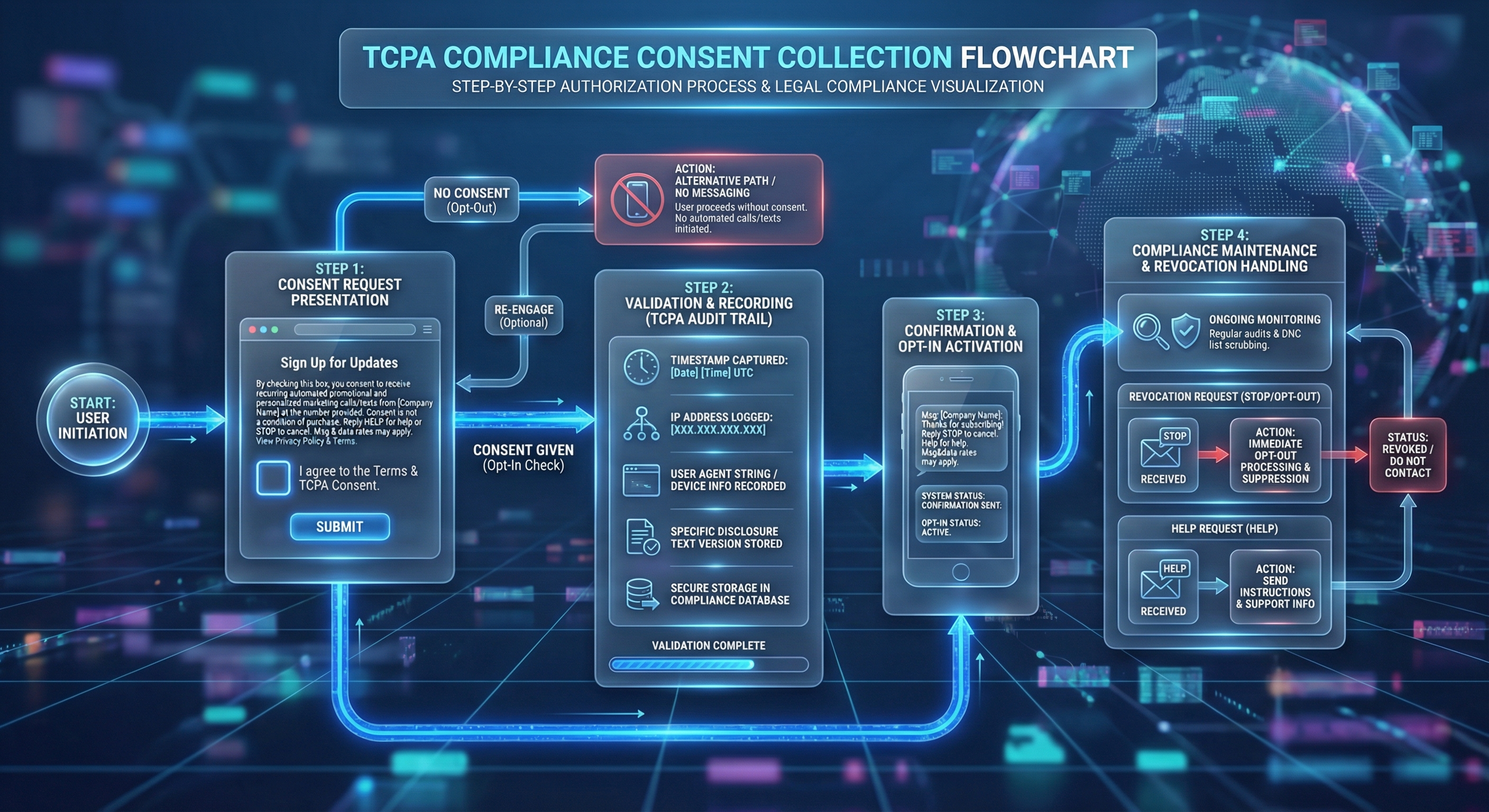 Consent collection flowchart for TCPA-compliant AI phone call authorization