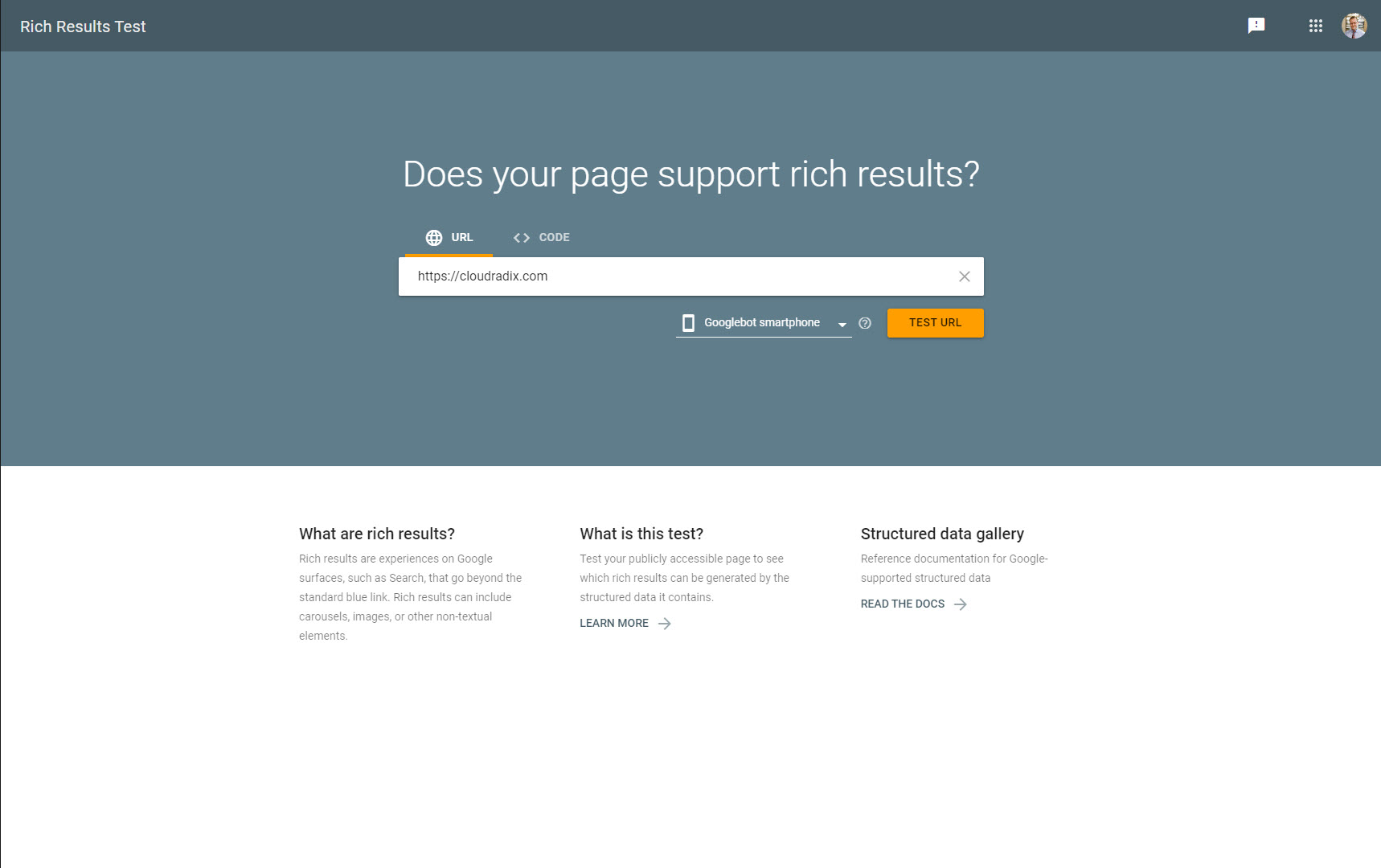 Google Rich Results Website Tester